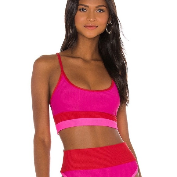 Beach Riot Ribbed Women's Pink and Red Intimate Set - Picture 1 of 4